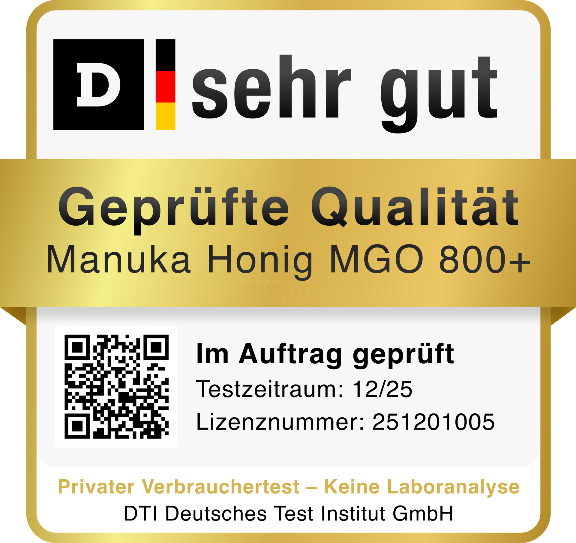 Geprüfte Qualität Manuka Honig MGO 800